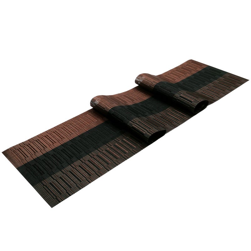 SHACOS Table Runners Woven Vinyl Table Mats 12x71 inch for Kitchen Dining Table Non Slip Washable, Ombre Coffee Black - Image 2